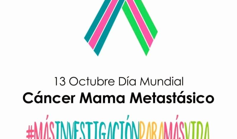 Asociación Española Cáncer de Mama Metastásico - 13 de Octubre - #MásInvestigaciónParaMásVida (Lazo rosa y verde, colores representativos del cáncer de mama metastásico)