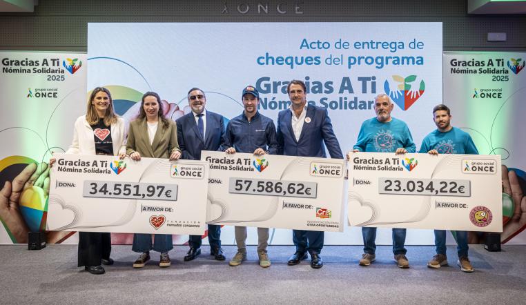 Los trabajadores del Grupo Social ONCE donan más de 115.000 euros a tres proyectos sociales con el programa de nómina solidaria Gracias A Ti