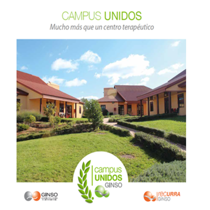 campus residencial en el campo con diferentes chalet, jardines.