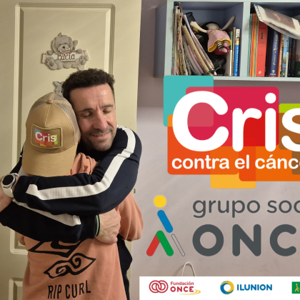 Un padre trabajador del grupo abraza a su hija después de superar una leucemia gracias a la investigación en terapias avanzadas de CRIS contra el Cáncer