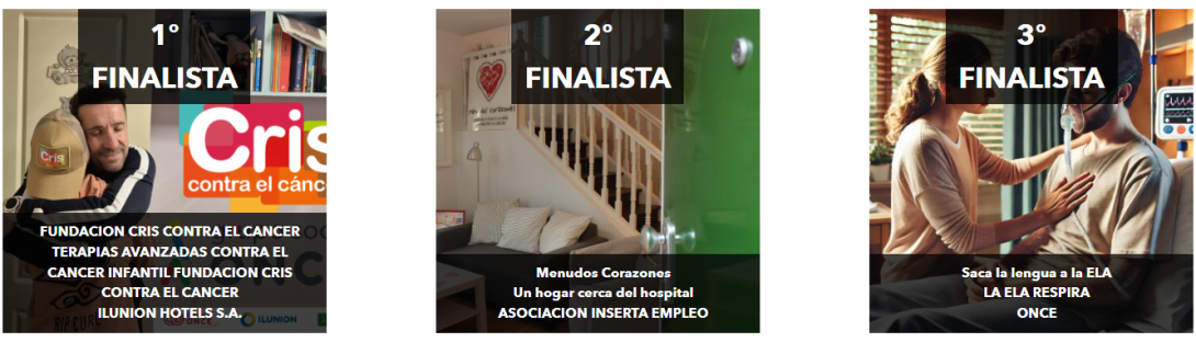 Imagen de los tres proyectos finalistas del programa de nómina solidaria GRACIAS A TI 2025
